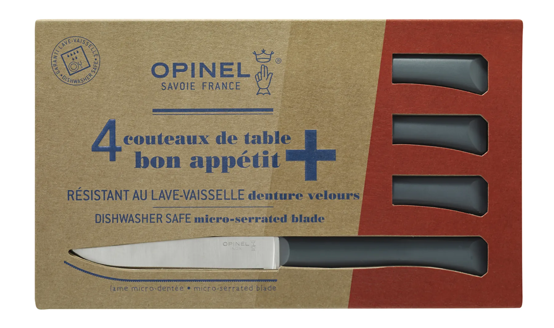 Opinel Coffret de 4 couteaux de table Bon Appétit + Anthracite New