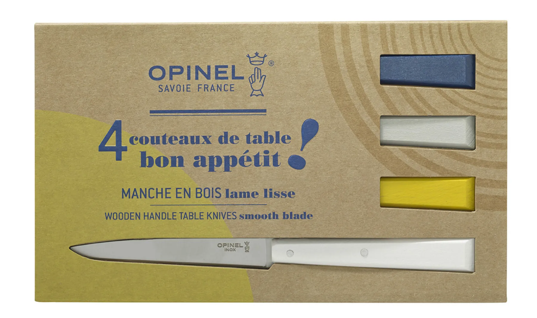 Opinel Coffret de 4 couteaux de table N°125 Bon Appétit Céleste Best
